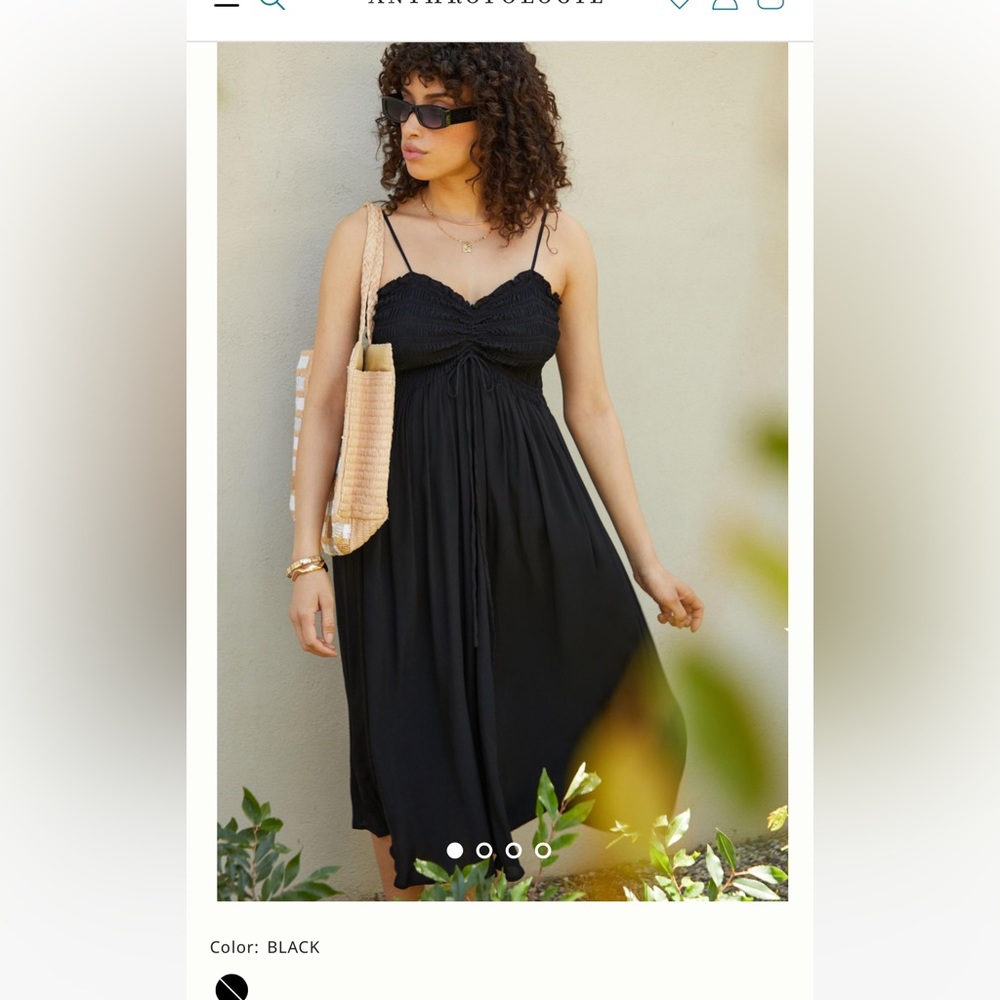 Only Hearts smocked silky midi dress Xs